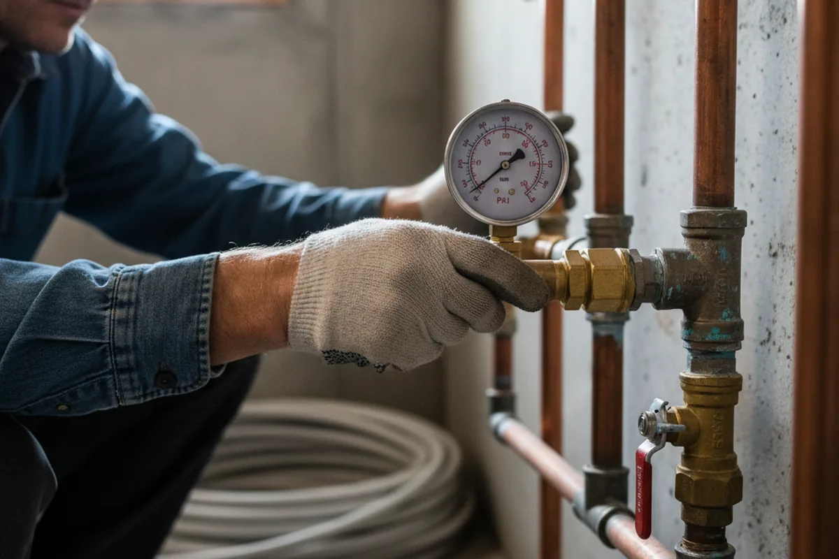 Pressure testing a repaired line during Water Line Repair in Dayton